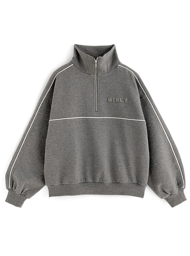 ハーフジップ配色パイピングスウェットトップス[pm388] | レディース