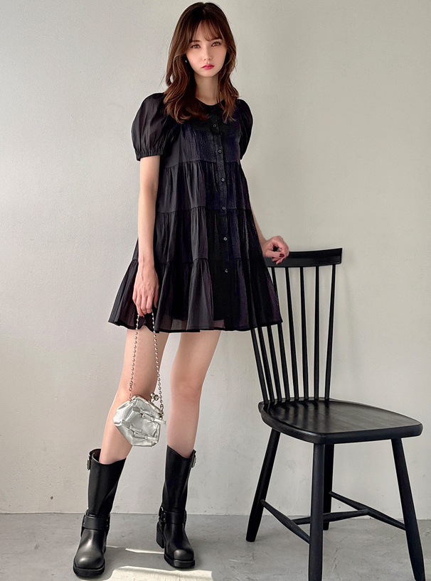 バックリボンシアーティアードミニワンピース[pa018] | レディース