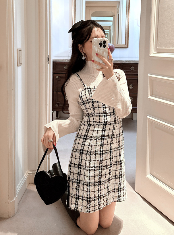 ツイードチェック柄ミニワンピース[pp094] | レディースファッション
