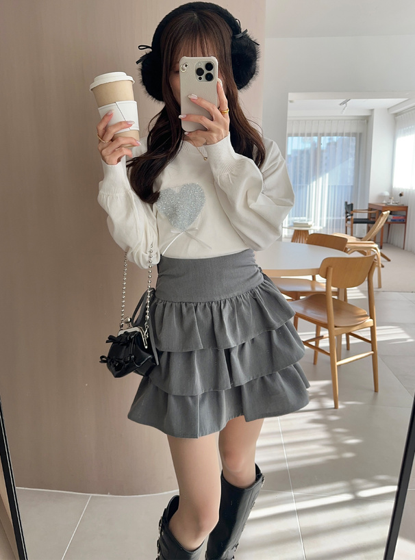 インパン裏地付きリボンティアードミニスカート[ta206] | レディース