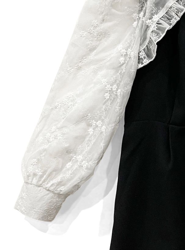 花柄刺繍ボレロドッキングミニワンピース[tu455] | レディース