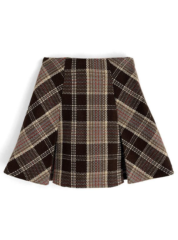 インパン裏地付きチェック柄プリーツスカート[tu963] | レディース