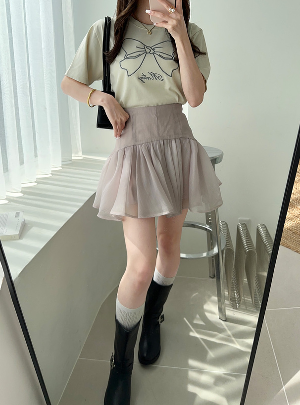 インパン裏地付きシアーギャザーミニスカート[tu1233] | レディース