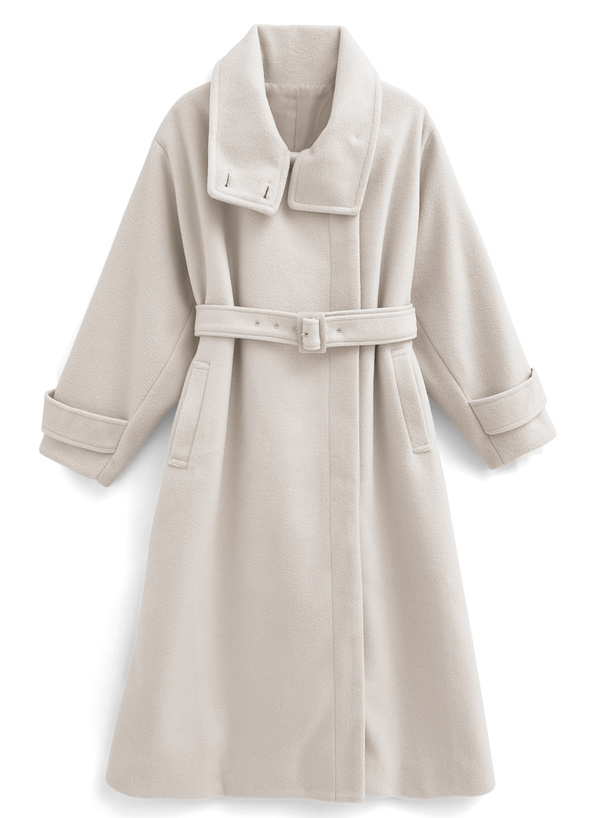 2Wayベルト付きスタンドカラーロングコート[ze840] | レディース