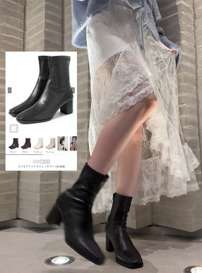 スクエアトゥトストレッチブーツ[zr908] | レディースファッション通販
