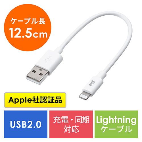 ライトニングケーブル(iPhone・iPad・Apple MFi認証品・ショートタイプ
