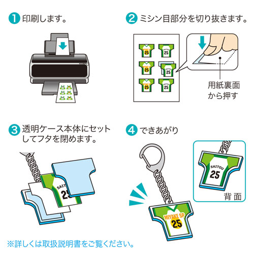 サンワサプライ】インクジェットで作る、手作りキーホルダーキット（T