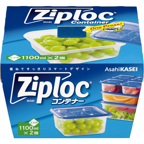 旭化成ホームプロダクツ ジップロック コンテナー 正方形 1100mL 2個入