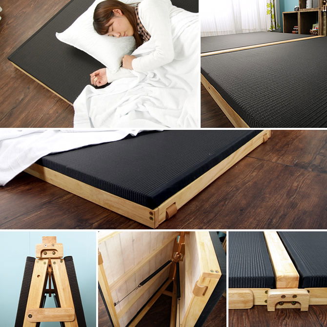 折りたたみベッド 黒畳ベッド 炭入り黒畳 国産 シングル 折り畳み楽々