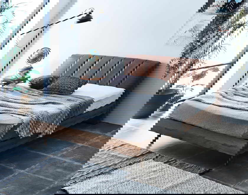 イヴェール ファブリックレザーベッド クイーン ベッドフレーム