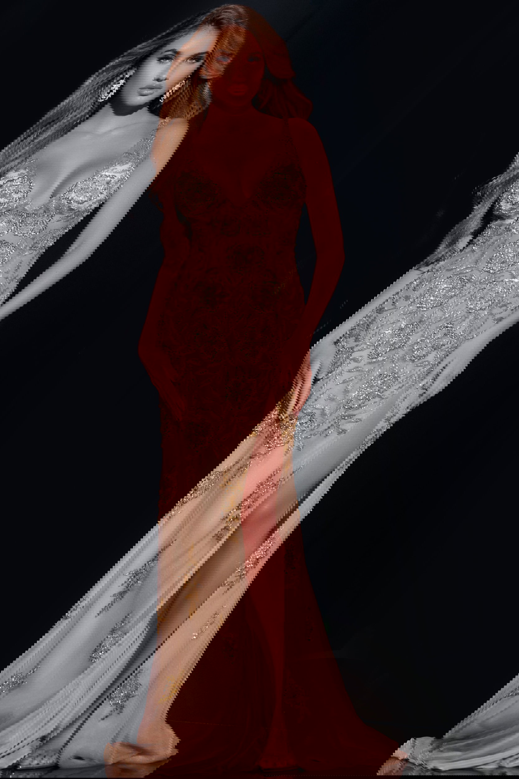 Glamorous V Neckline Beaded Gown 07355 | Jovani