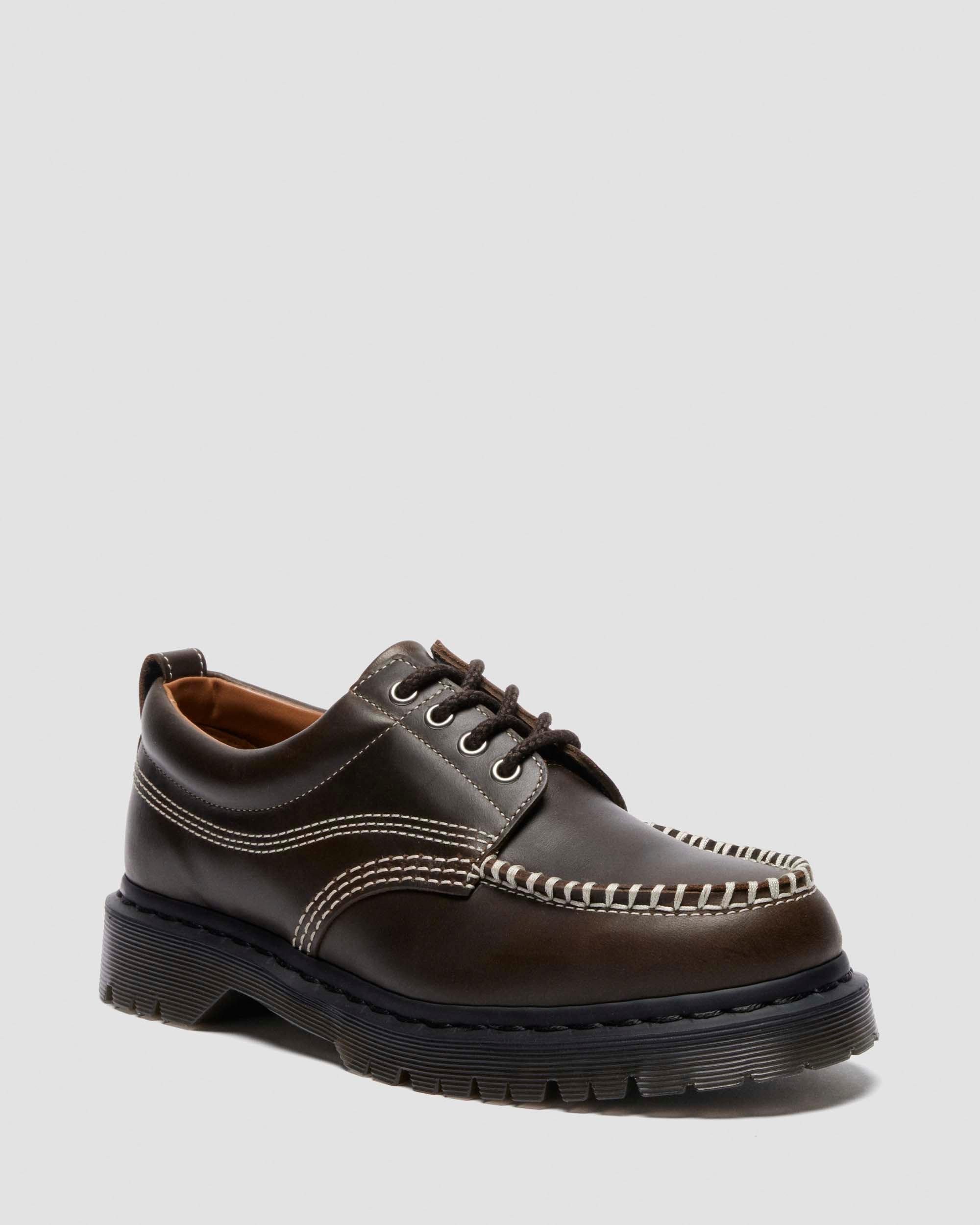 LOWELL LEATHER MOC TOE SHOES in Dms Olive | Dr. Martens