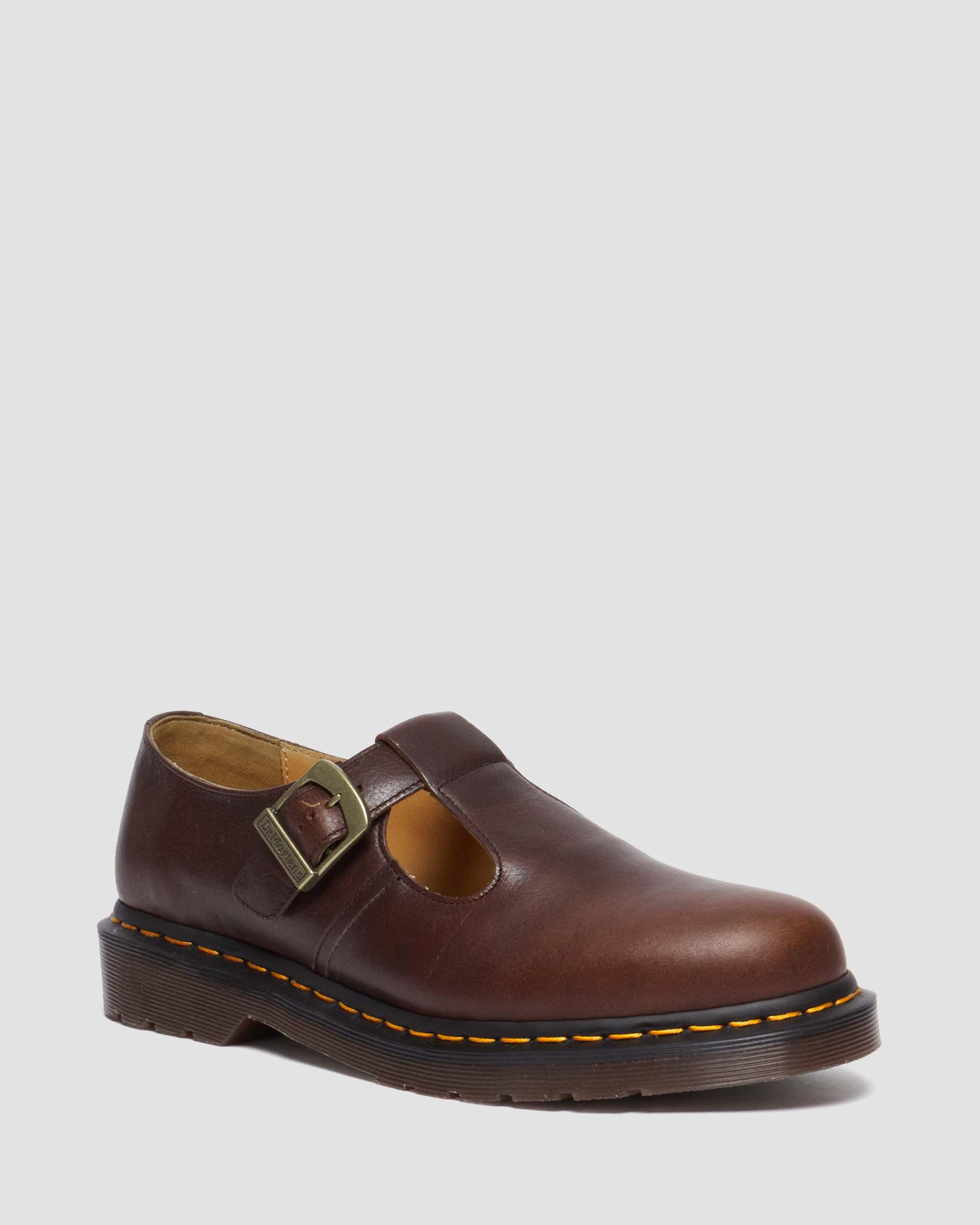 T-Bar Regency Leather Mary Jane Shoes in Whiskey | Dr. Martens