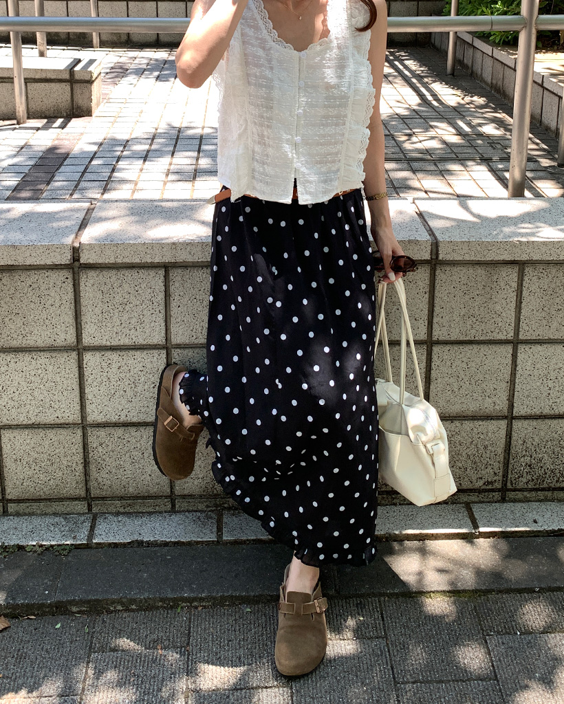 ドットフリルロングスカート | ファッション通販サイト NUGU