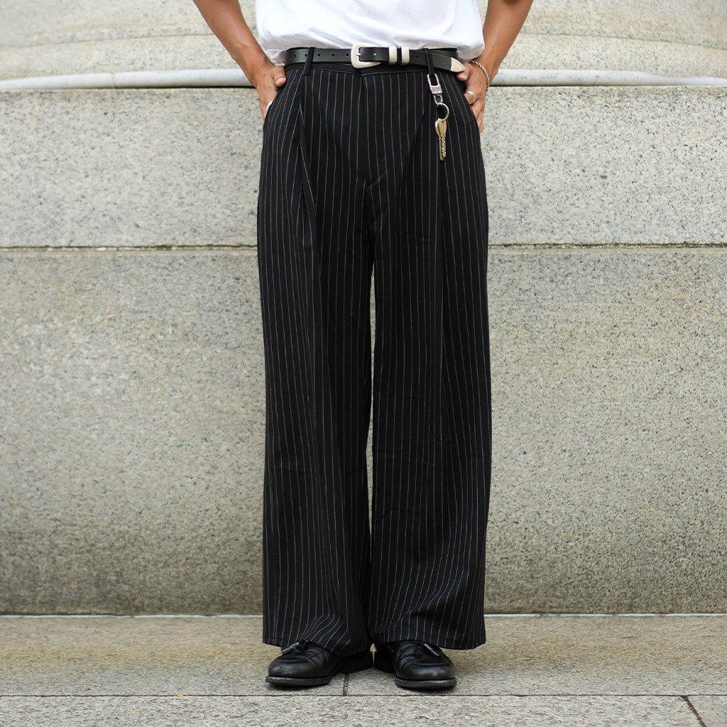 ワンタックピンストライプスラックス | ファッション通販サイト NUGU