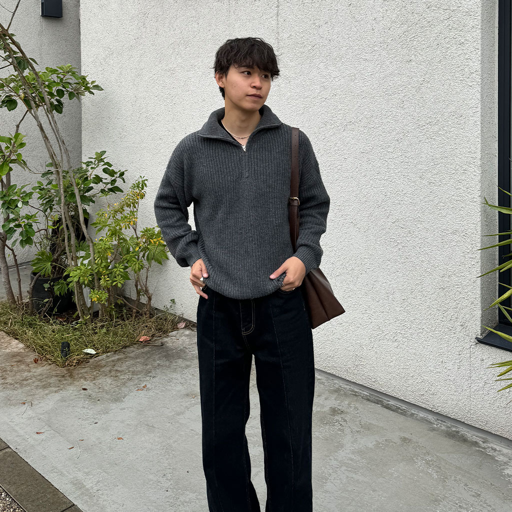 ハイネックハーフジップアップニット | ファッション通販サイト NUGU