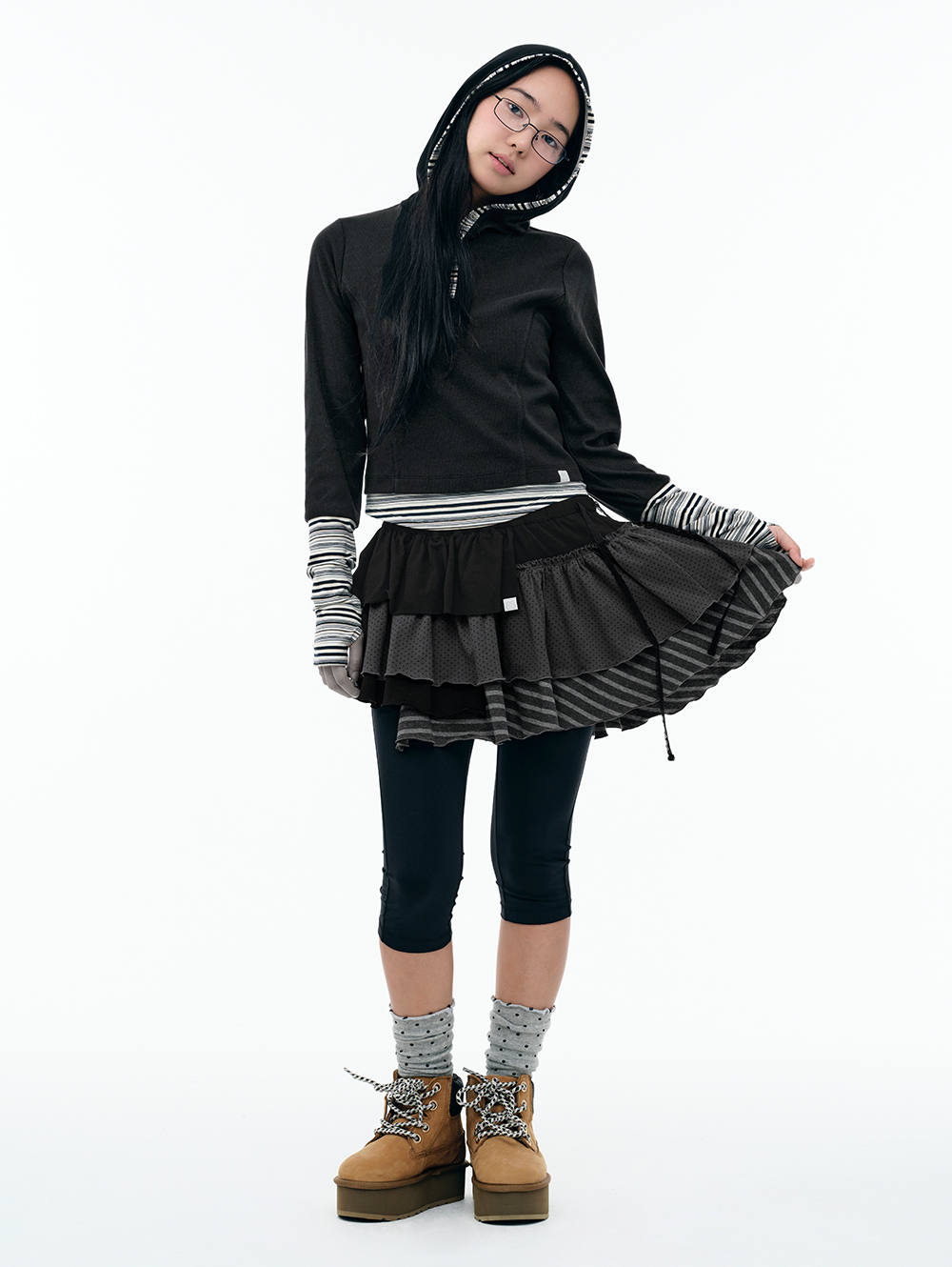 BANDED LAYERED SKIRT [BLACK] | ファッション通販サイト NUGU
