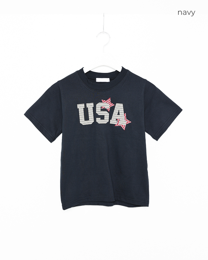 USAスターパッチクルーネックスリムTシャツ | ファッション通販サイト NUGU