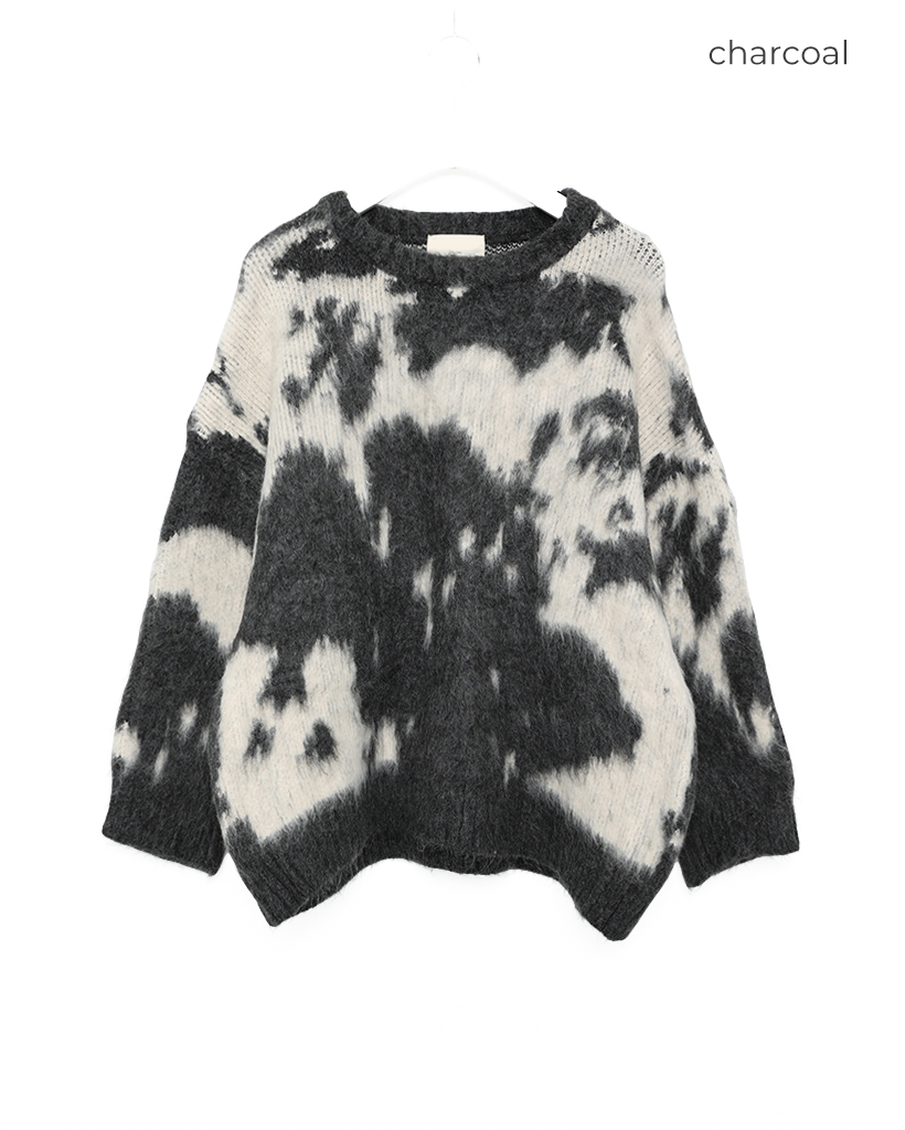 カウパターンモヘアニットルーズセーター | ファッション通販サイト NUGU