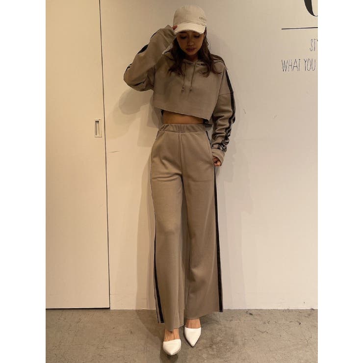 SETUP着用可】サイドラインワイドスウェットパンツ[品番：MKSW0051785