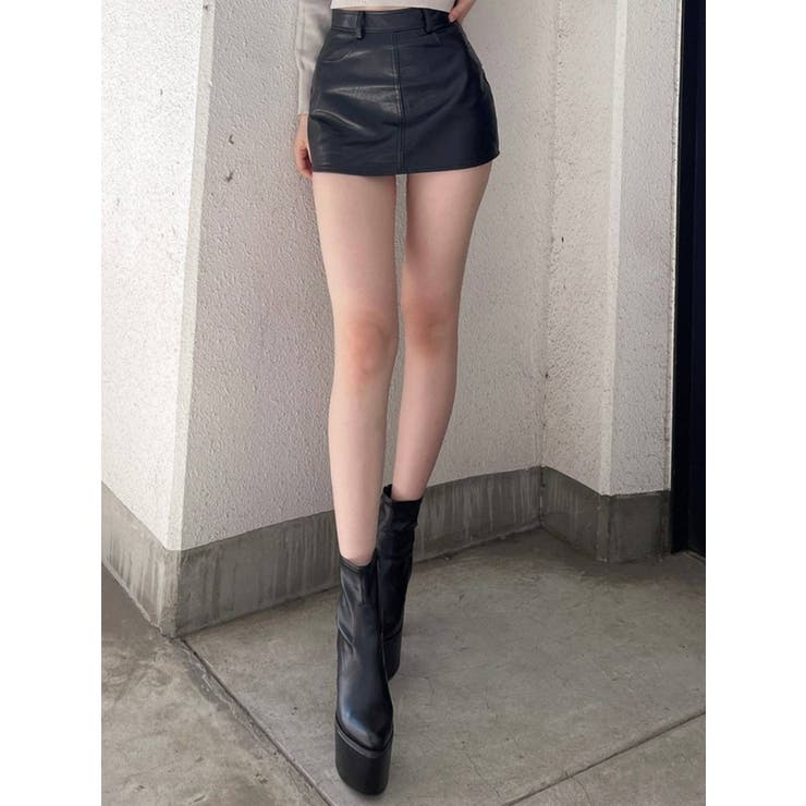 フェイクレザー スカートライクショートパンツ[品番：MKSW0049465