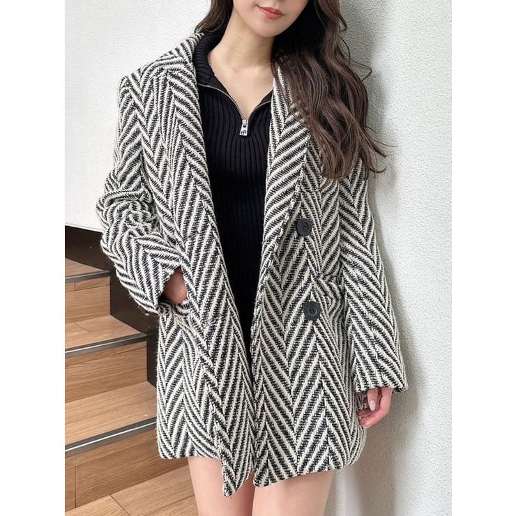 ツイード中綿ダブルジャケットコート[品番：MKSW0060463]｜GYDA