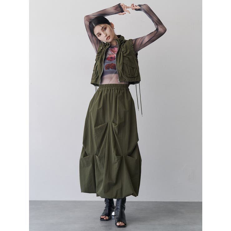 バルーンタックスカート【セットアップ着用可】[品番：MKSW0062904