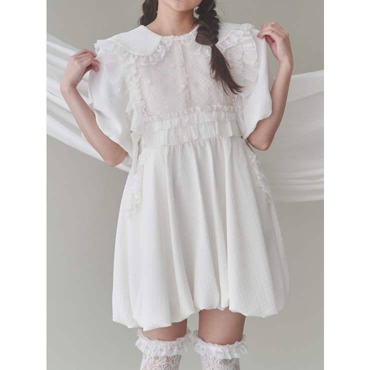 バルーンパフミニワンピース[品番：MKSW0063409]｜merry jenny