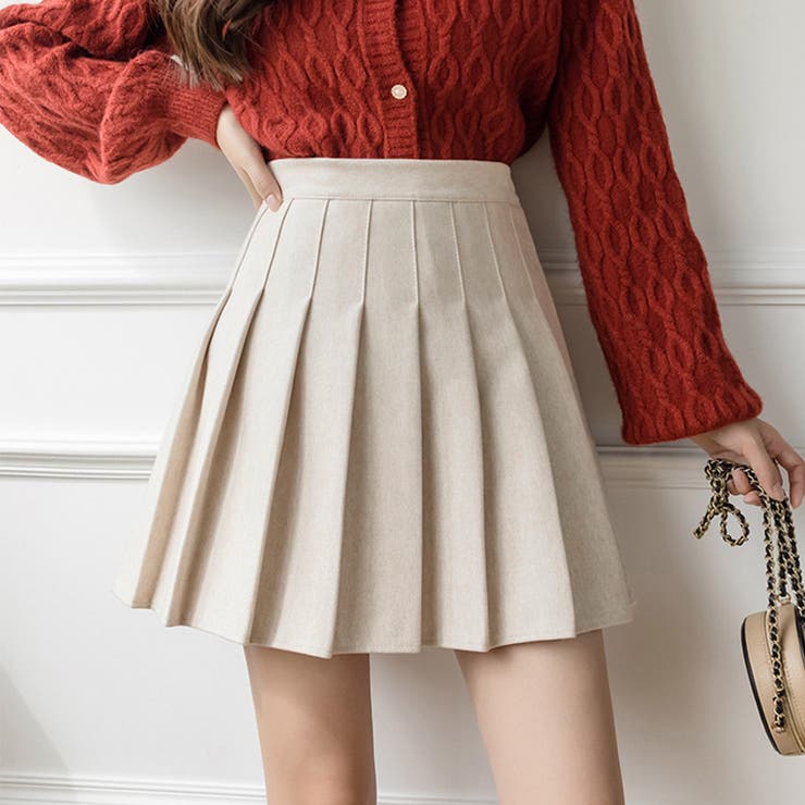 プリーツミニスカート ハイウエスト韓国[品番：AGCW0002631]｜SUNSHINE