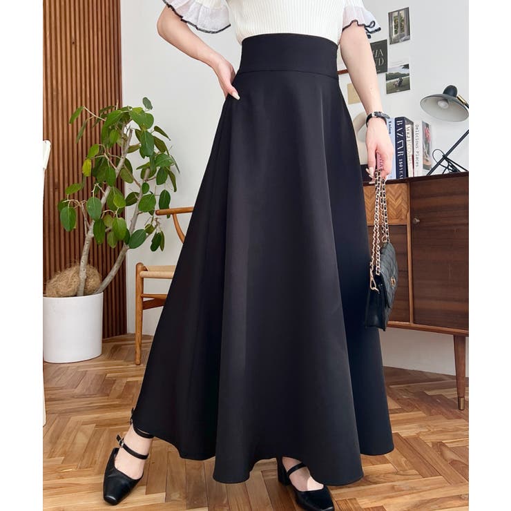 ハイウエストボリュームフレアスカート カットジョーゼット[品番