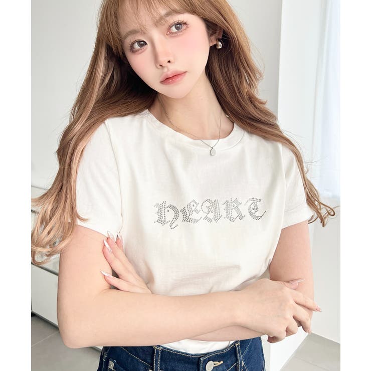 ラインストーンロゴ半袖Tシャツ[品番：ERMW0000207]｜moment+