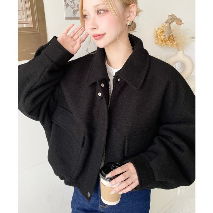 フェイクウールモッサ2WAYアレンジカラーショートブルゾン[品番