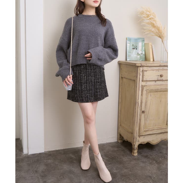 ラメ ツイード 台形 ミニスカート[品番：ORGW0008337]｜Ada.（エイダ