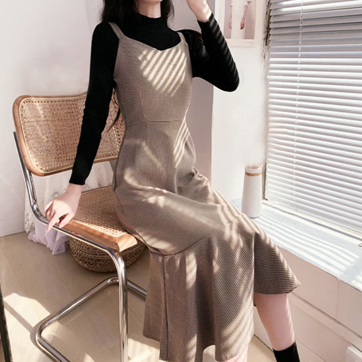 千鳥柄マーメイドワンピース[品番：ADEW0003557]｜ad thie（アドティエ