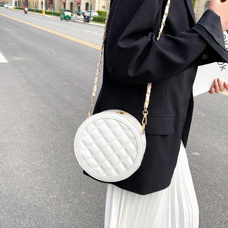 キルティング チェーンベルト サークルショルダーバッグ[品番