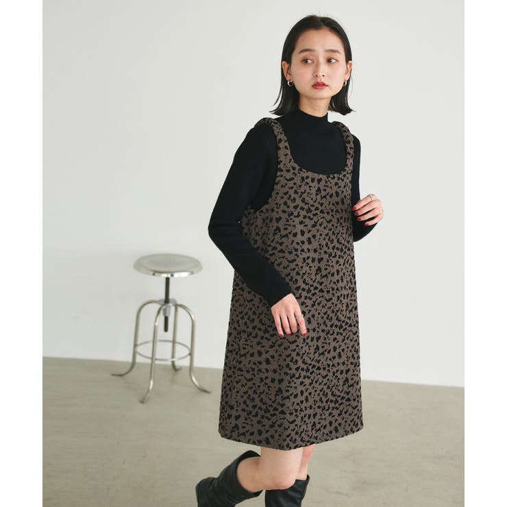 レオパード柄 ジャカードミニワンピース[品番：ADEW0004689]｜ad thie