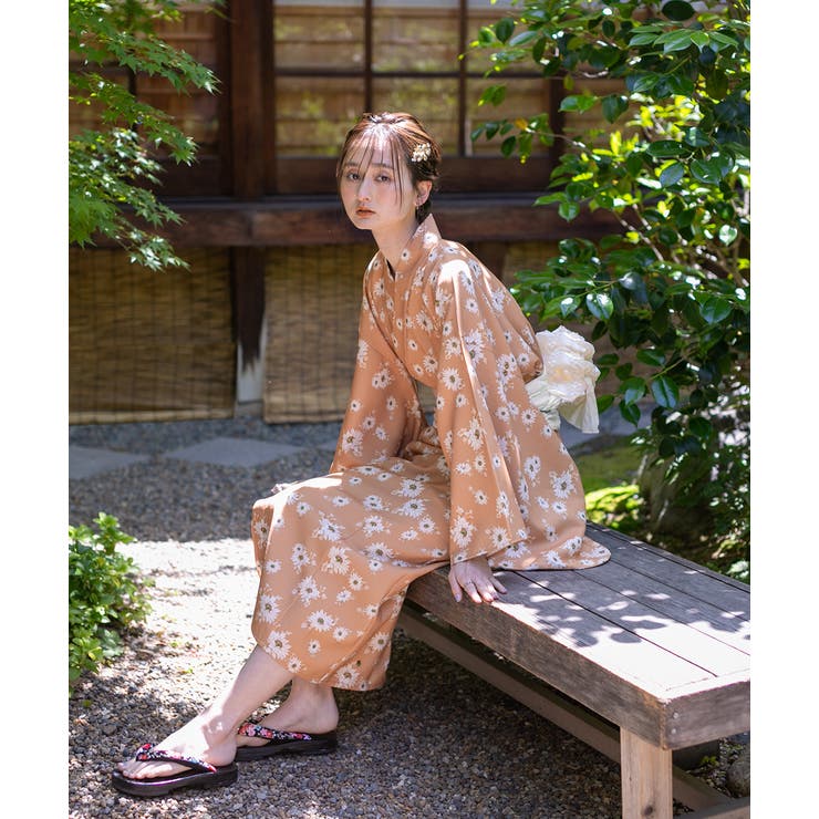 3点セット ひまわり柄セパレート2WAY浴衣セット[品番：ADEW0004456