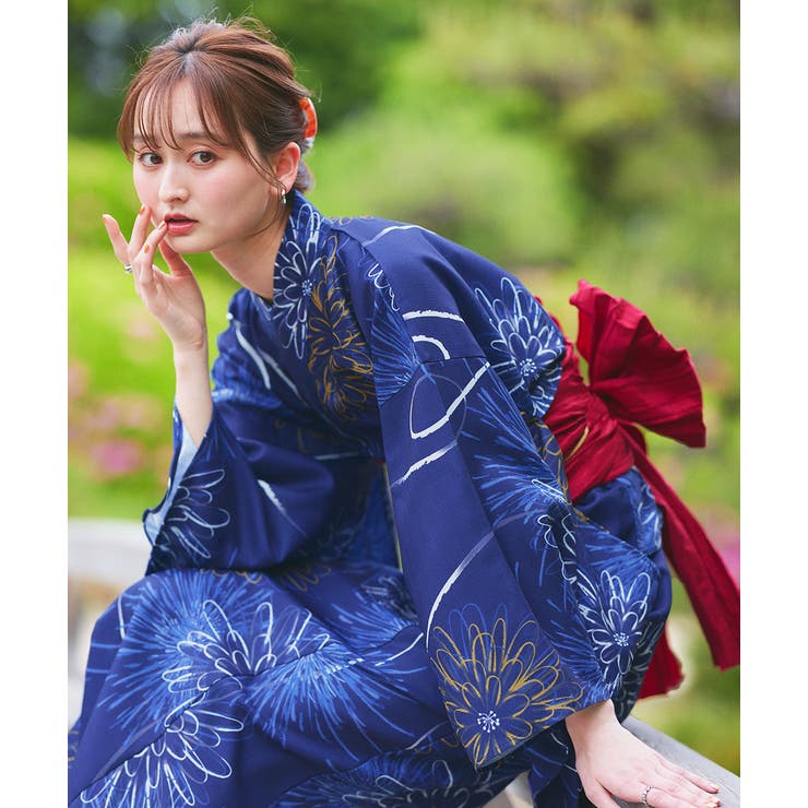3点セット 花火柄セパレート2WAY浴衣セット[品番：ADEW0004920]｜ad
