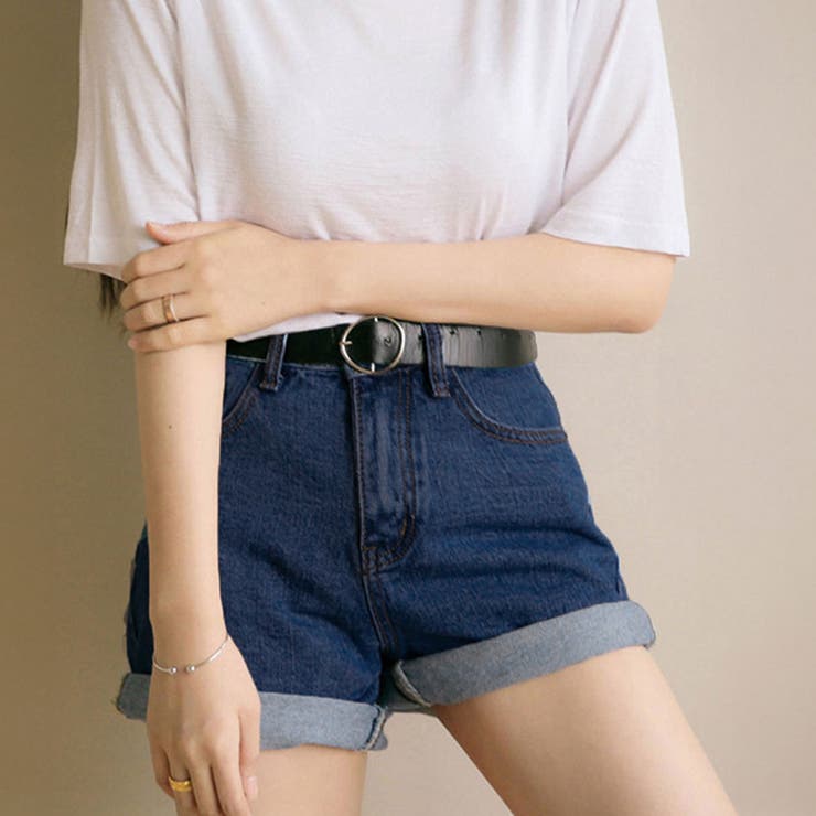 ベルト付きデニムショートパンツ春夏短パン[品番：AGCW0000496