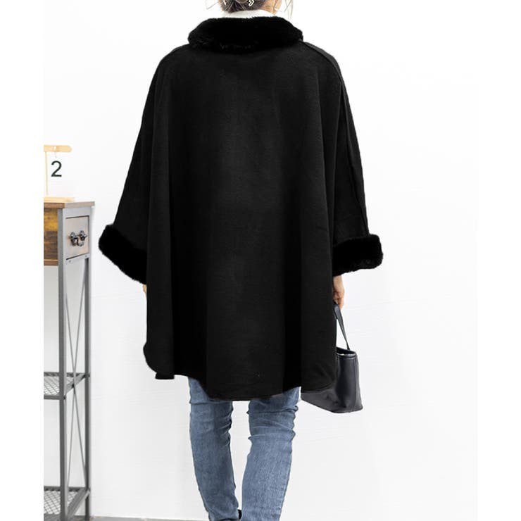 ファー付きケープコート レディース 韓国[品番：AGCW0005156