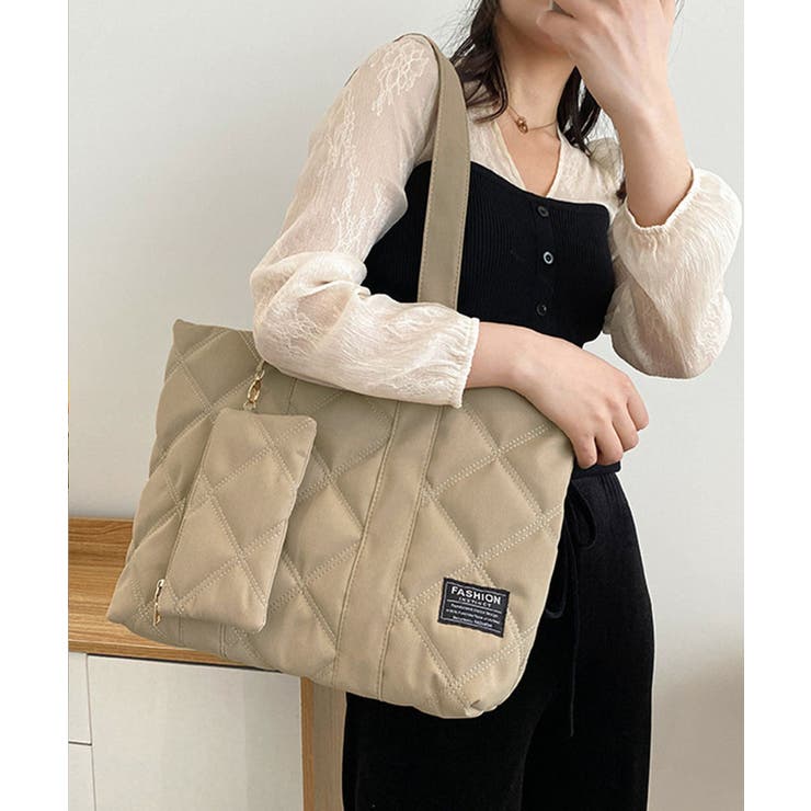 ポーチ付き キルティング トートバッグ[品番：AGCW0005404]｜SUNSHINE