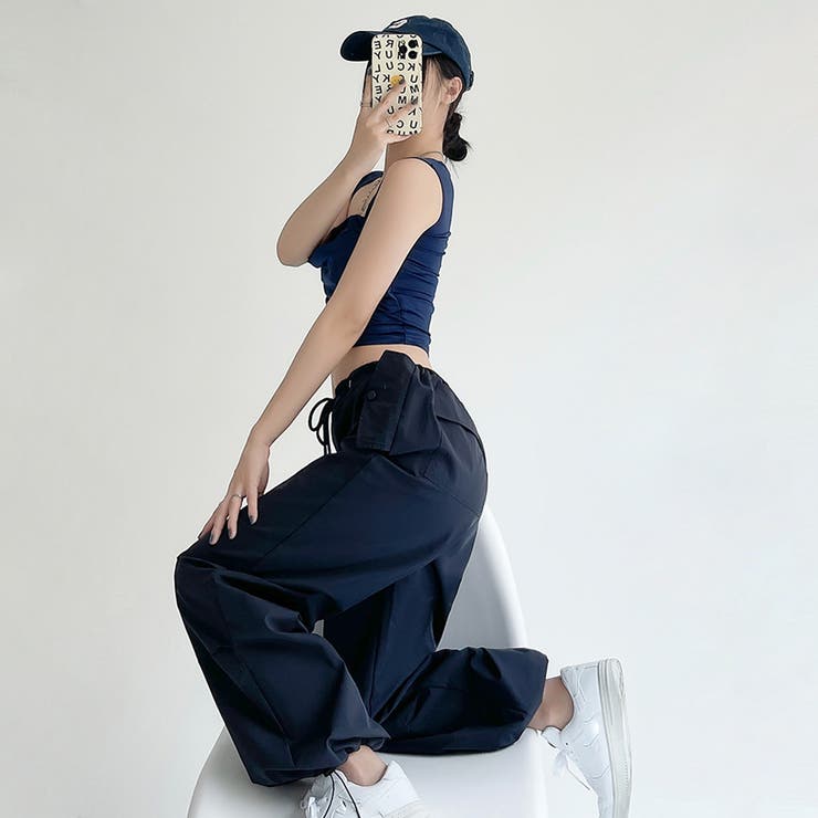 カーゴパンツ 裾ドロスト レディース韓国[品番：AGCW0003888