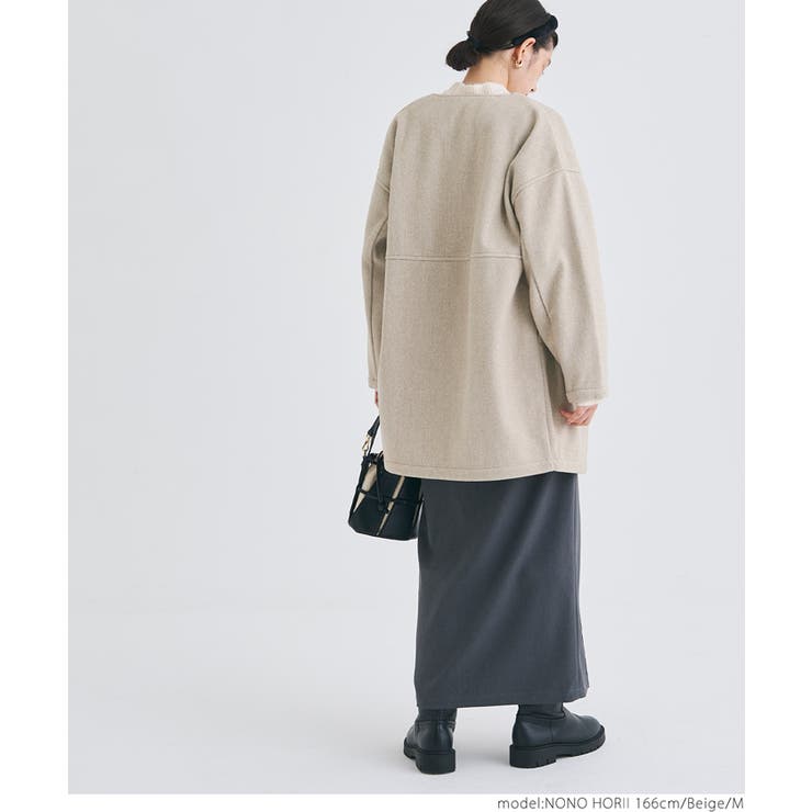 洗えるリバー風ノーカラーコート[品番：PA000016258]｜coca（コカ）の