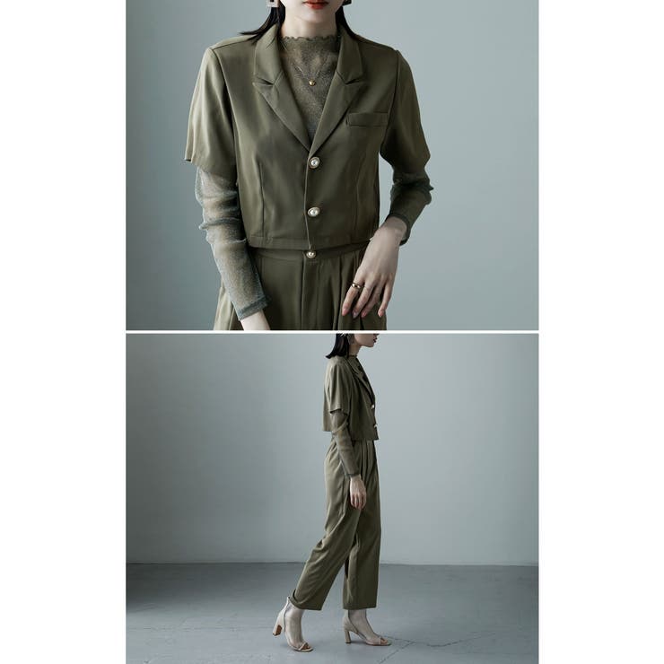 etoll エトル 3piecesジャケット＆パンツセットアップドレス[品番