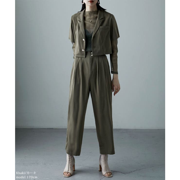 etoll エトル 3piecesジャケット＆パンツセットアップドレス[品番