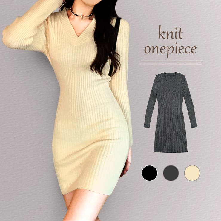 ニットワンピース 膝上 ミニ丈[品番：JCSW0001559]｜JOCOSA（ジョコサ