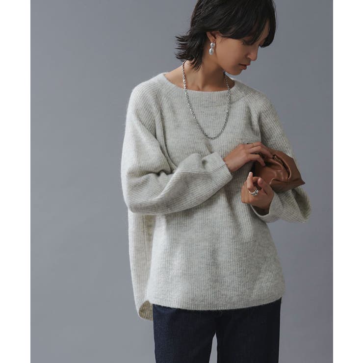 RASW】アルパカ混ボートネックニット ふわふわ ニット[品番