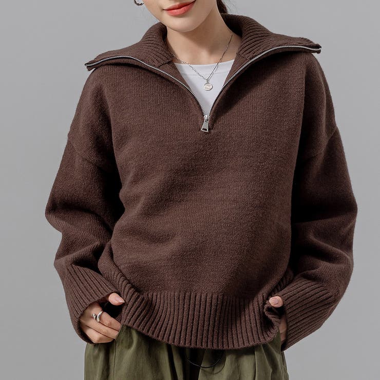 ハーフジップ ニット セーター[品番：TY000008768]｜teddyshop
