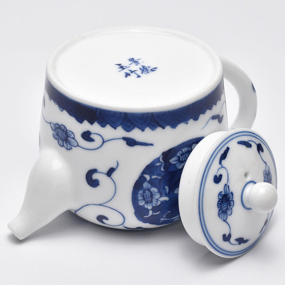 中国急須｜景徳鎮 茶壺（青花磁器・向日葵）｜中国茶器の天香茶行