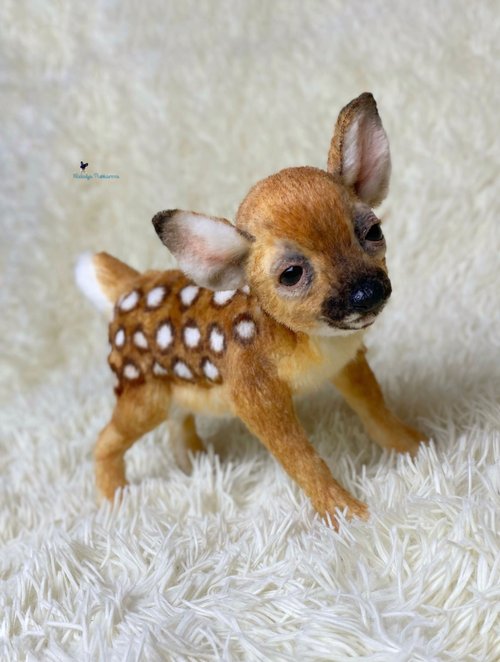 ロシア 鹿の子、リアルなおもちゃ、アートドール NatalyaPushkarevaToy